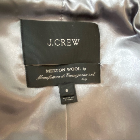 J. Crew size 8 Melton Italian Wool Gray Pea Coat Wood and Rope Toggle Jacket - Picture 13 of 14